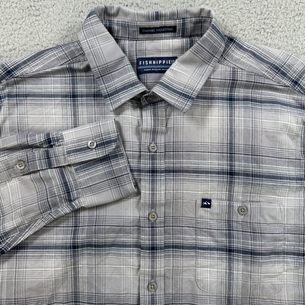 FISH HIPPIE Co Mens Flannel Collection Long‎ Sleeve Button Down Shirt Size L